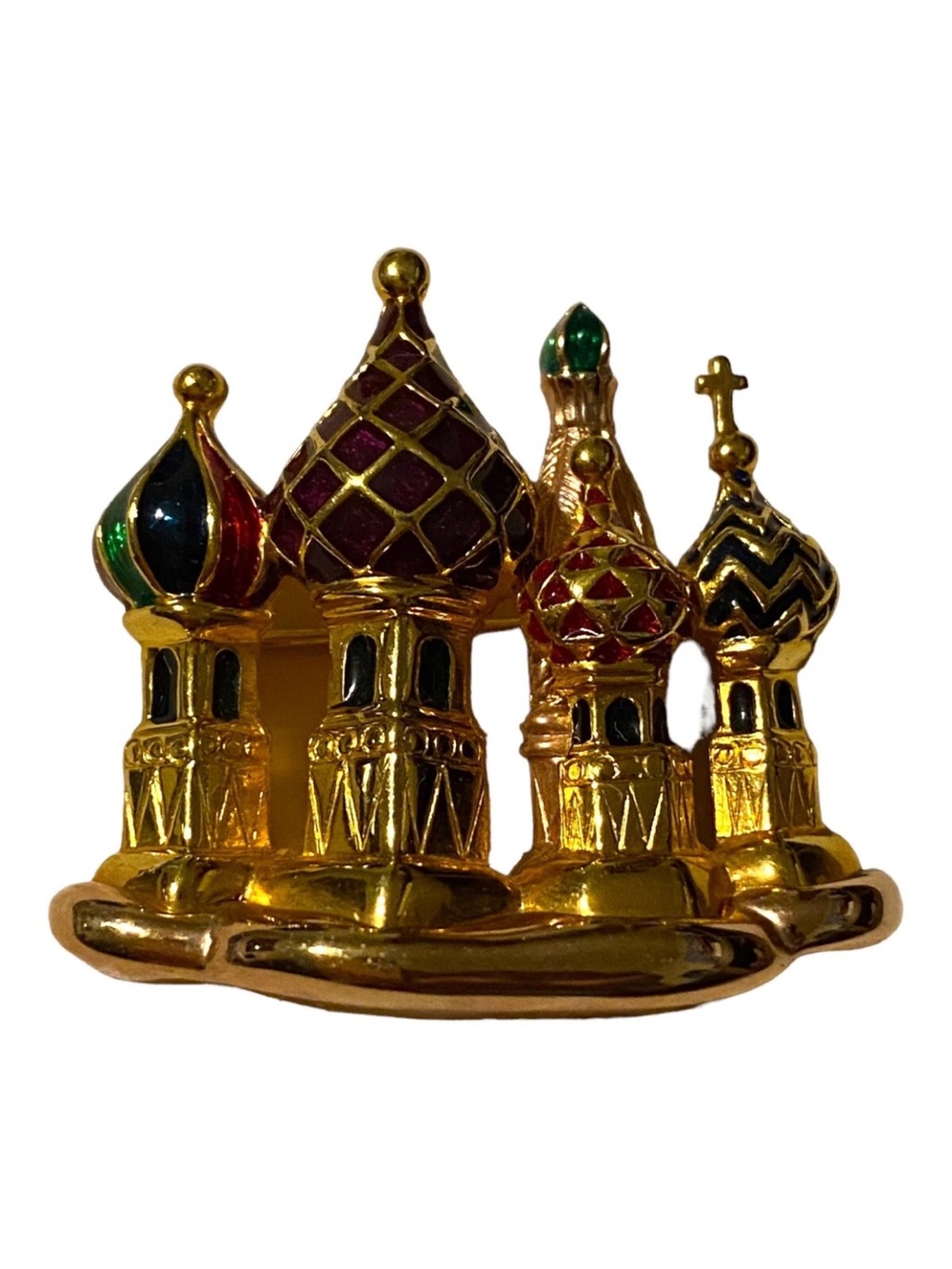Rare Vintage JOAN RIVERS BROOCH Pin Russian CATHEDRAL CHURCH DOMES ENAMEL signed
